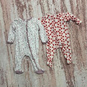 Floral and Heart Print Kids One Pieces